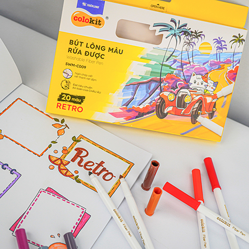 Bộ lông màu 20 màu Retro rửa được Fiber Pen Thiên Long SWM-C009 màu sắc xưa, tư duy sáng tạo