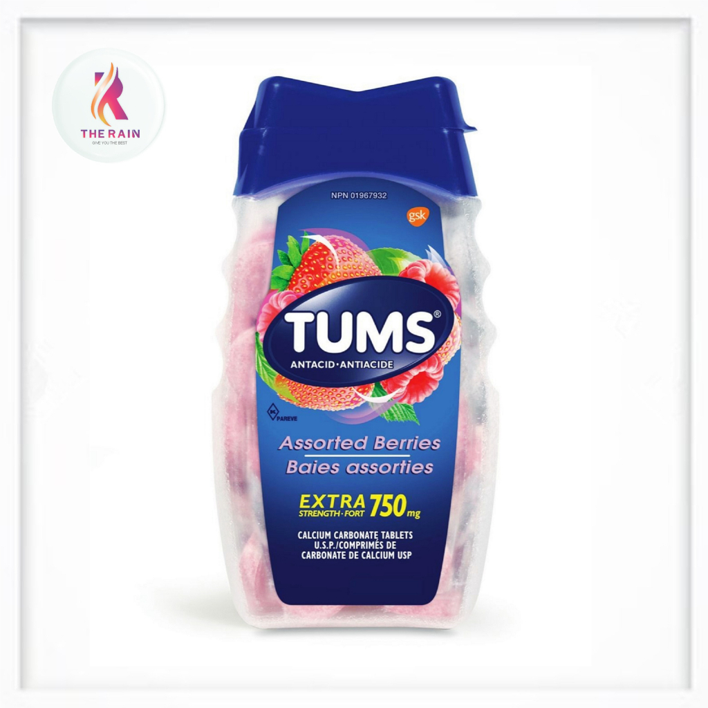 Kẹo ngậm hỗ trợ tiêu hóa Tums Antacid Assorted Berries 100 viên
