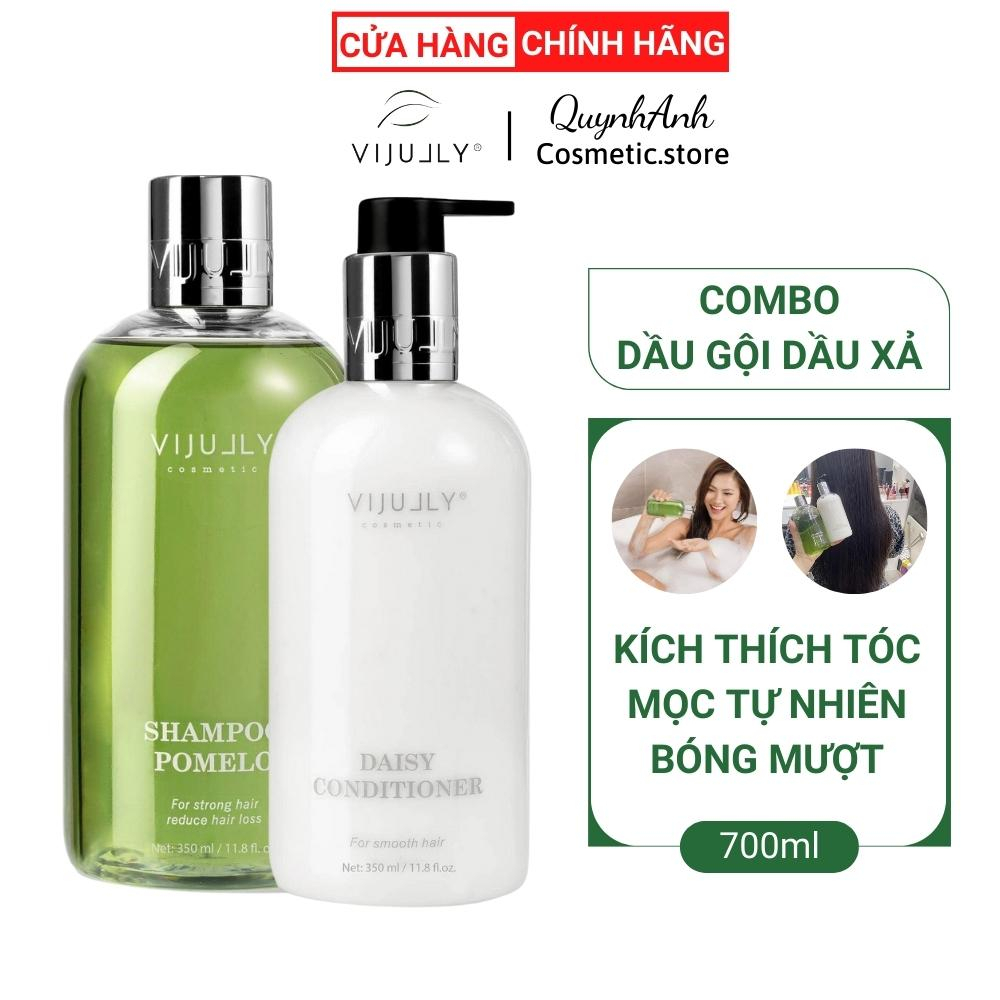Cặp Dầu Gội Kem Xả Dừa Tinh Dầu Bưởi Vijully Hair Lotion Chính Hãng Ngăn Giảm Chống Rụng Kích Thích Mọc Tóc Nhanh Dài