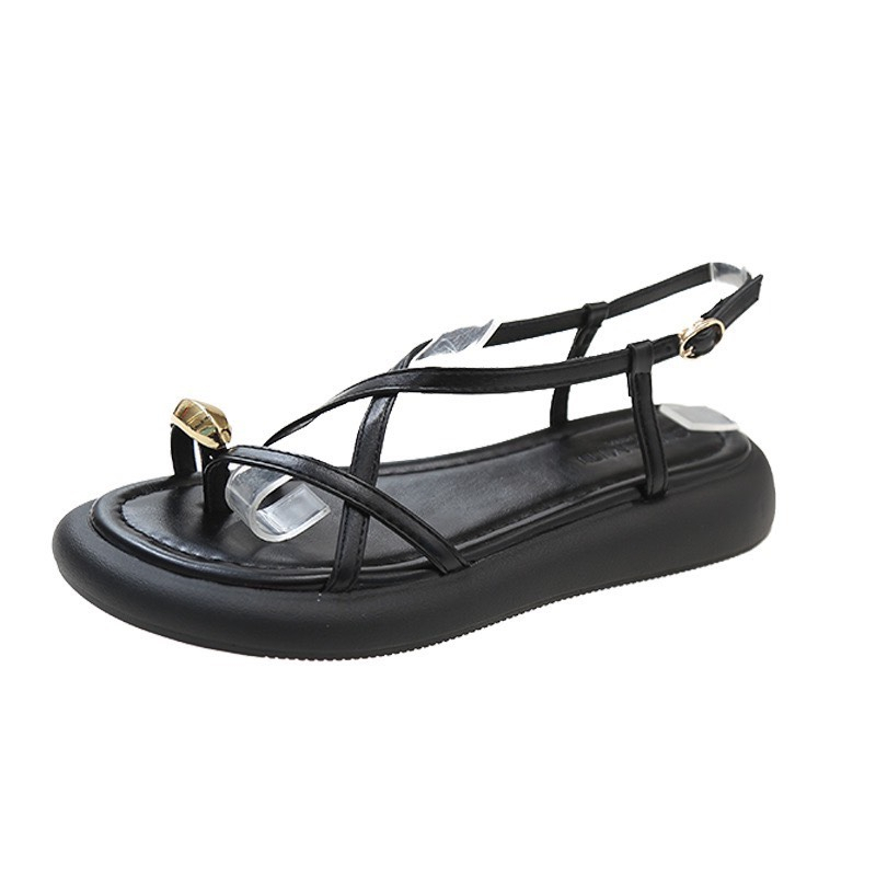 Sandal nữ xăng đan quai chéo đính khuy mẫu mới thời trang 2023