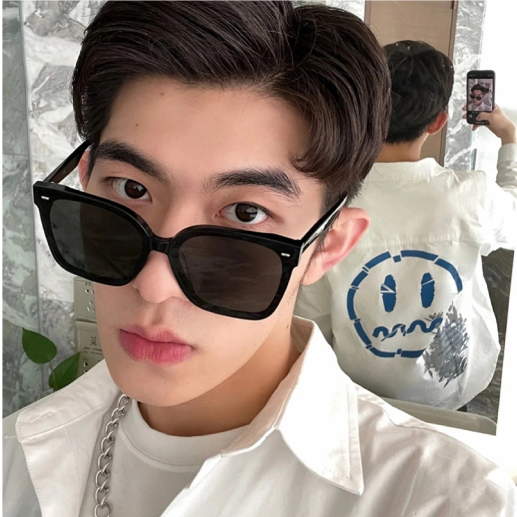Kính râm nam nữ, kính mát màu trắng kem chống tia UV phong cách Hàn Quốc - HUNO KR73