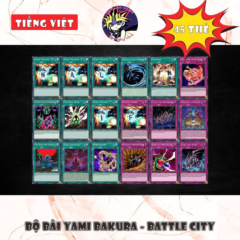 Yugioh Tiếng Việt - Bộ Bài Yami Bakura - Battle City 45 thẻ.