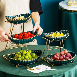  Khay đựng hoa quả Kệ Bánh kẹo Kệ hoa quả  Đĩa sứ 2 - 3 tầng cao cấp đủ màu phong cách Bắc Âu 