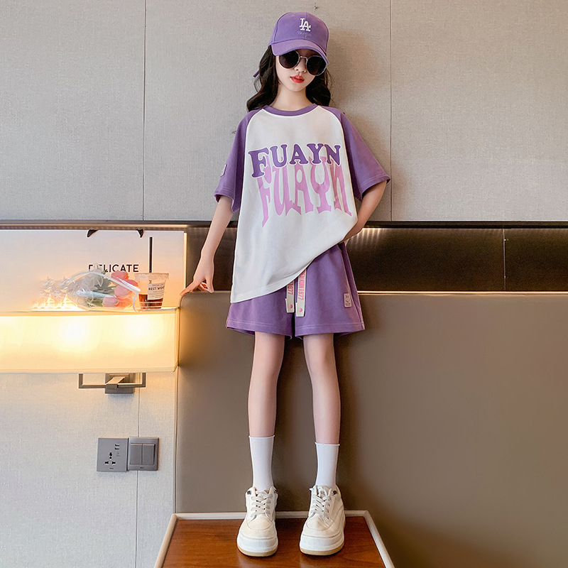 Bộ quần áo cộc tay mùa hè cho bé gái "FUYAN" 18-48kg.Thiết kế form dáng năng động,màu sắc tươi sáng.BG35