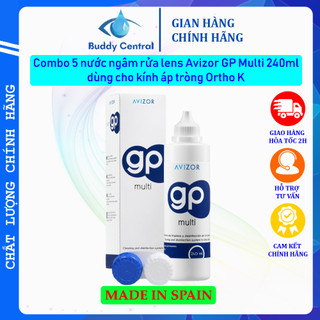 (Tặng Ever Clean 60ml) Combo 5 nước ngâm lens Avizor GP Multi 240ml - Buddy Central