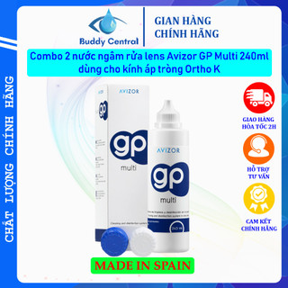 Combo 2 Nước ngâm rửa lens kính áp tròng Avizor GP Multi 240ml - Buddy Central