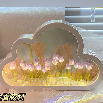 N06- Đèn Ngủ Hoa Tulip Đám Mây kèm Gương soi, Đèn Ngủ Để Bàn Quà Tặng Sinh Nhật khách Tự Lắp, Đồ Decor siêu xinh | BigBuy360 - bigbuy360.vn