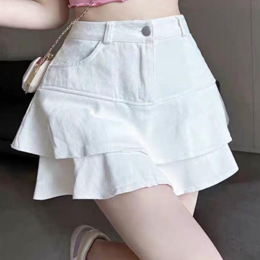 Chân váy xếp ly bản to váy tầng lưng cao chất kaki siêu hot có quần trong - CV031