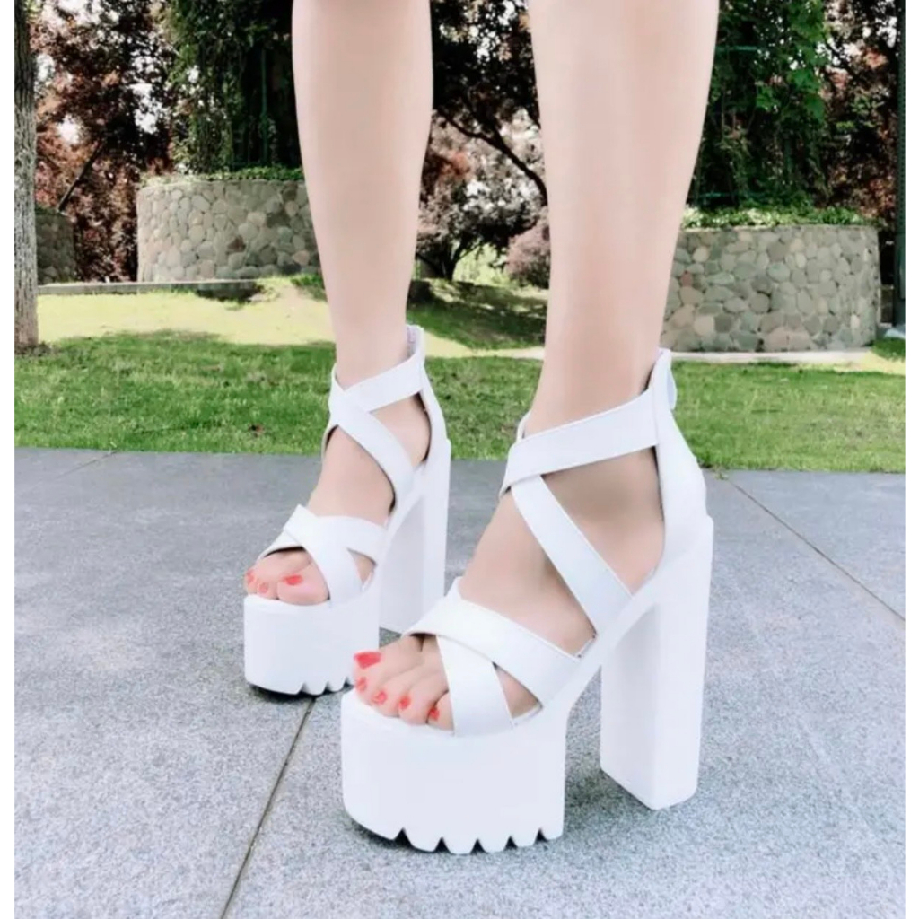 Dép cao gót quai đan chéo 14cm cực chất