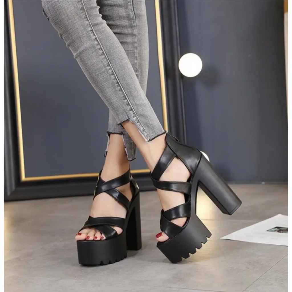 Dép cao gót quai đan chéo 14cm cực chất