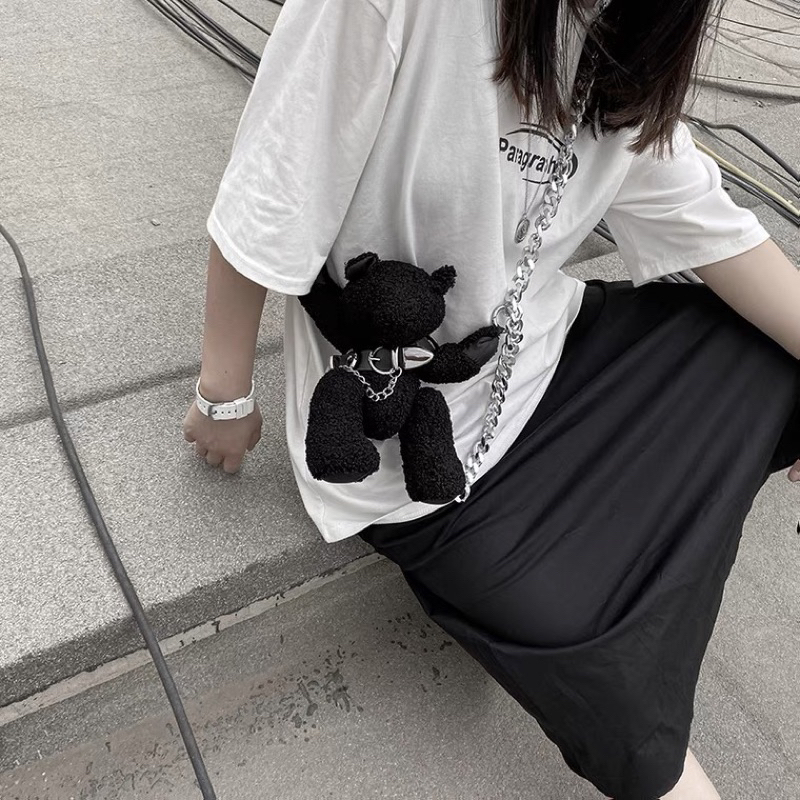 Túi đeo chéo hình gấu nhồi bông dễ thương