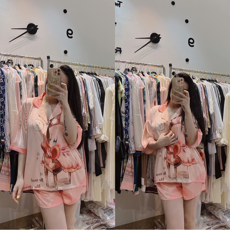 Bộ Ngủ Pijama mặc nhà xước đùi dơi hoạt hình dễ thương