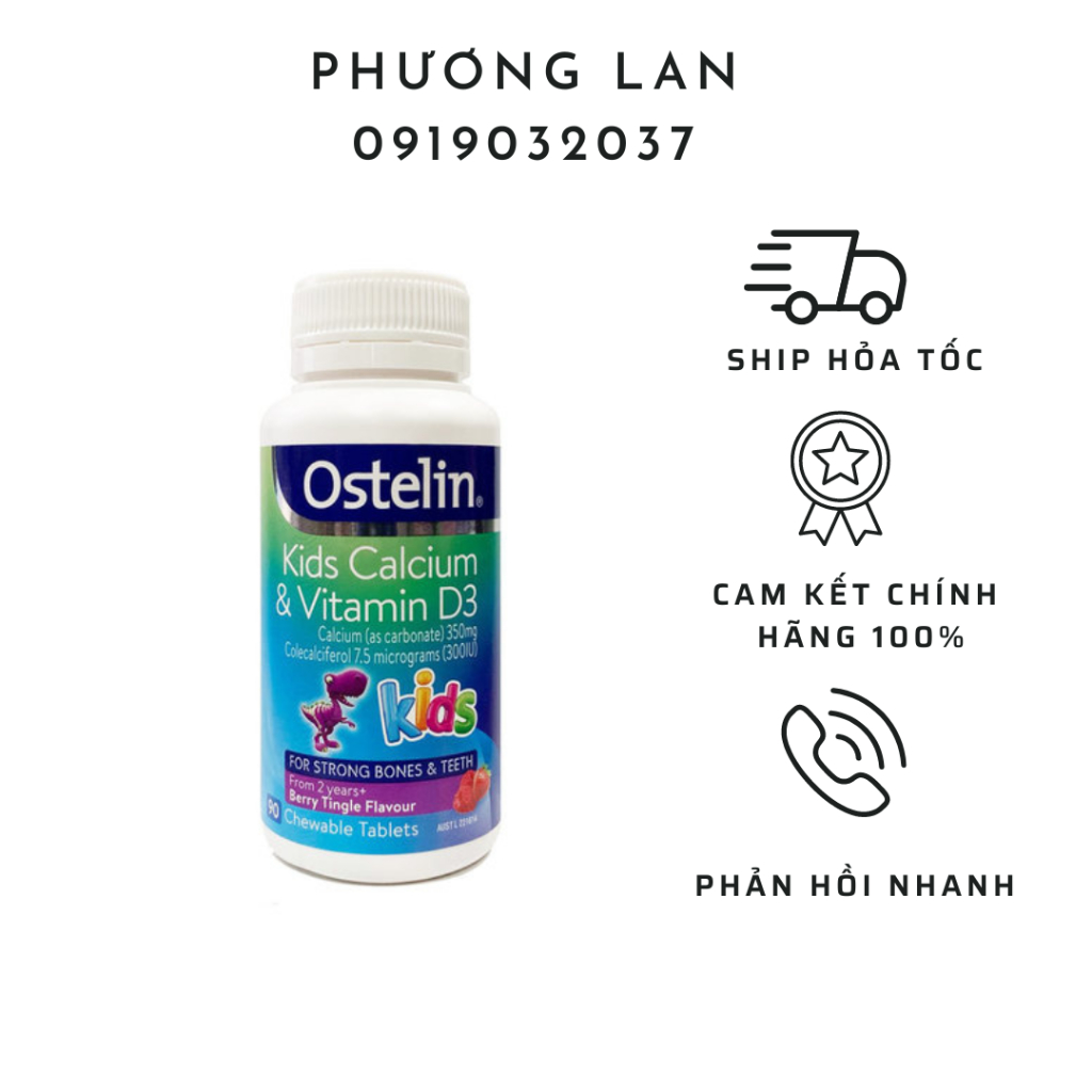 Vitamin Ostelin Kid Canxi - Vitamin D (90 viên) (2-13 tuổi) - Úc