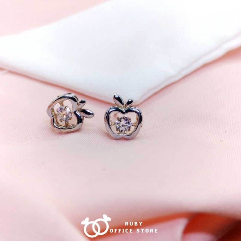 Bông tai bạc nữ hình trái táo đơn giản dễ thương, cá tính RUBY