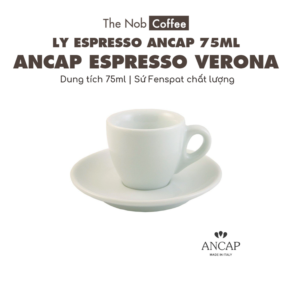 Bộ ly sứ kèm đĩa Ancap Espresso Verona – 75ml