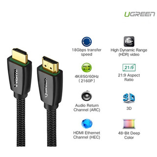 Cáp hdmi 2.0 dài 3m hỗ trợ full hd 4kx2k chính hãng ugreen 40411 cao cấp