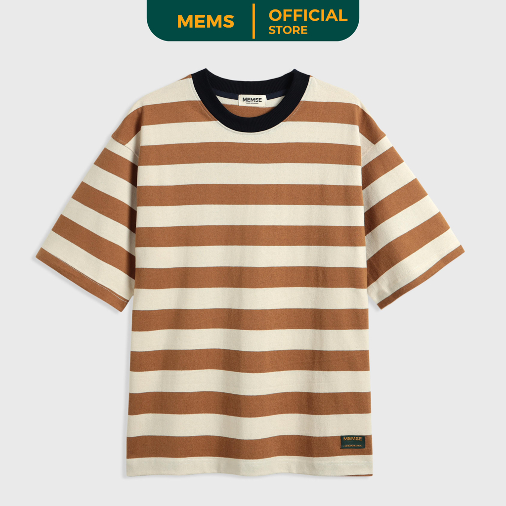 Áo thun sọc nam nữ in chữ cổ tròn unisex Sribble T-shirt MEMS