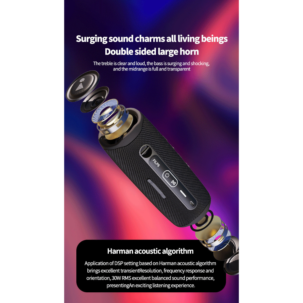 Loa bluetooth Flip 6 Mẫu Mới 2023 bass mạnh treble rời dây treo cho loa tiện lợi công nghệ chống nước tuyệt đối bh 2 năm