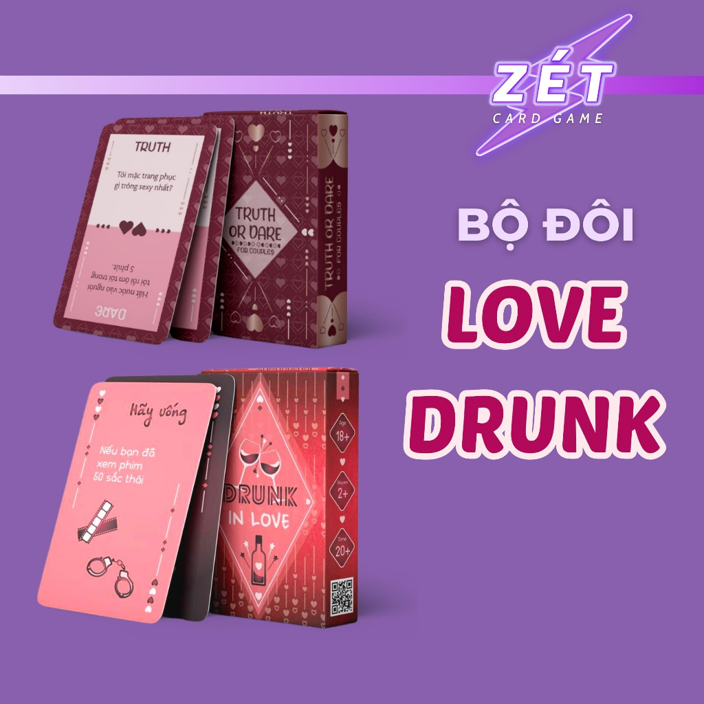 Bài Tình Yêu Thật hay Thách Couple & Say Tình Drunk In Love - Combo Bài Drinking Game Cho Cặp Đôi Lãng Mạn, Nóng Bỏng