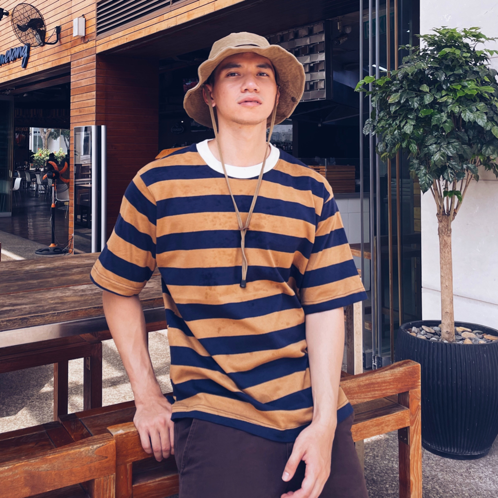 Áo thun sọc nam nữ in chữ cổ tròn unisex Sribble T-shirt MEMS