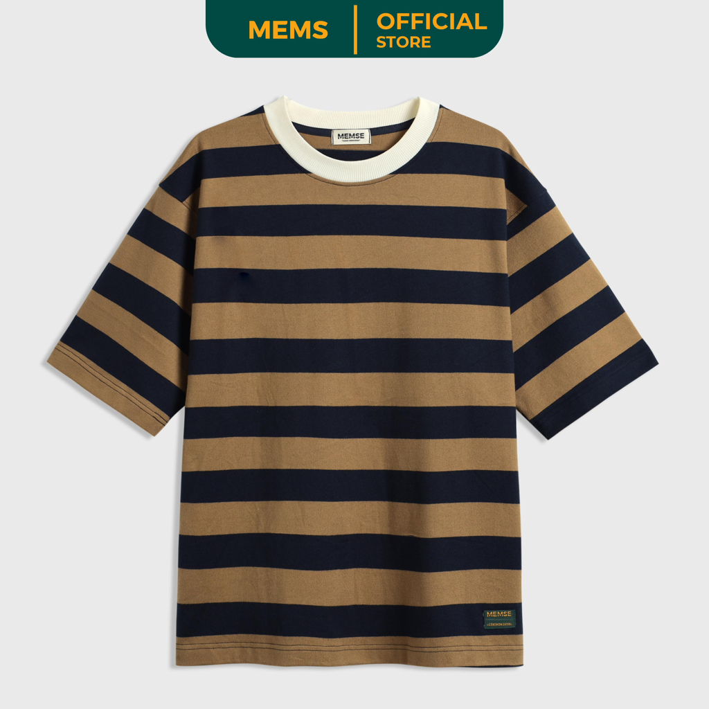 Áo thun sọc nam nữ in chữ cổ tròn unisex Sribble T-shirt MEMS