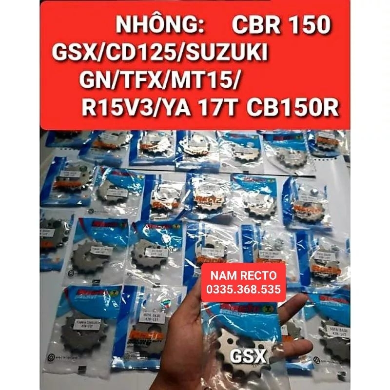 NHÔNG 13T 14T 15T 16T 17T GSX/CB150R/TFX/MT15/R15V3/CD125/SUZUKI GN/YAMAHA 17T EXCITER 135/17T EXCITER 150 CHÍNH HÃNG>>>