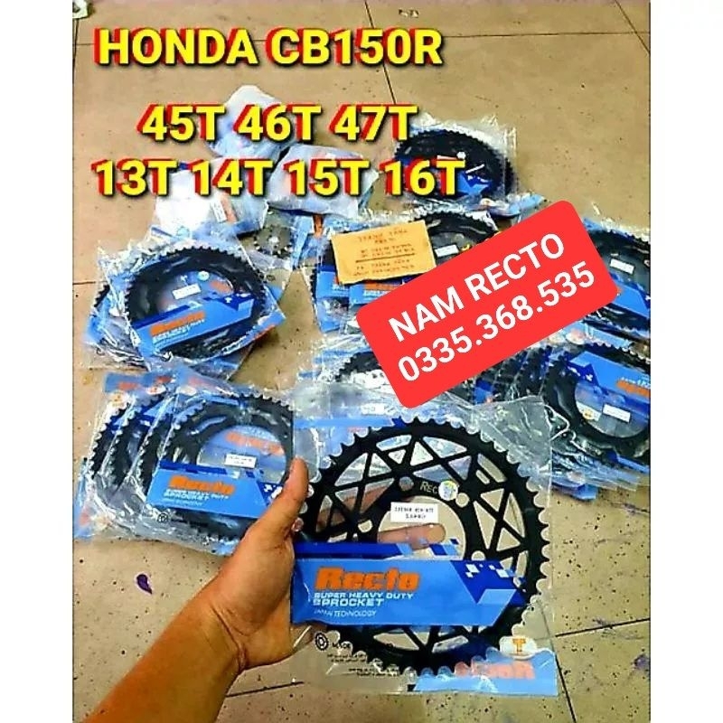 Dĩa sau cb150r,cbr150 cùi dĩa 6 lỗ size 45,46,47 nhông 13,14,15,16 chính hãng recto