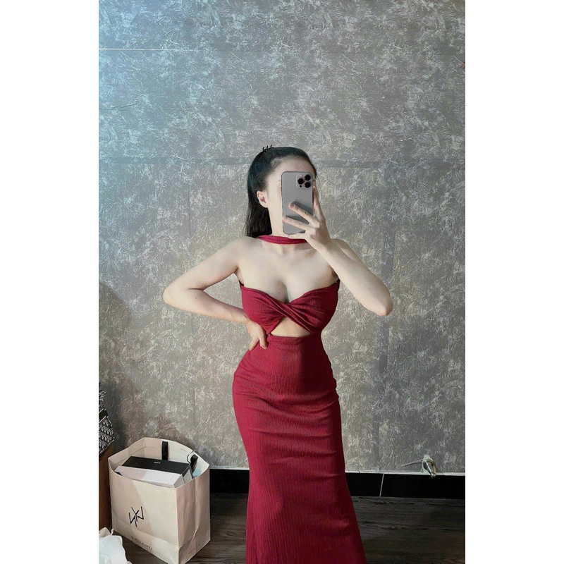 Đầm Ôm Body Khoét Xoén Ngực Xẻ Eo Ôm Dáng Chất Gân Ôm Form Hack Dáng Phong Cách Sexy Dành Cho Nữ