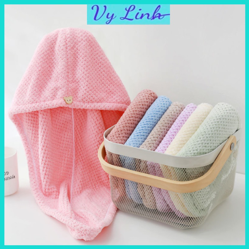 Khăn quấn làm khô tóc siêu tốc bằng sợi Micro lông cừu san hô N001