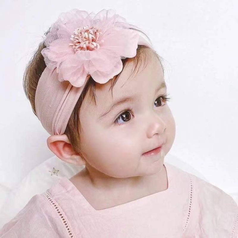 Turban băng đô hoa mềm mại đáng yêu cho bé gái