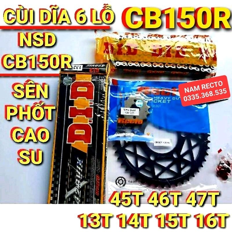 NHÔNG SÊN DĨA CB150R RECTO 45T 46T 47T SÊN PHỐT TFX/DID BAO BÌ MỚI NHÔNG 13T 14T 15T 16T>>>
