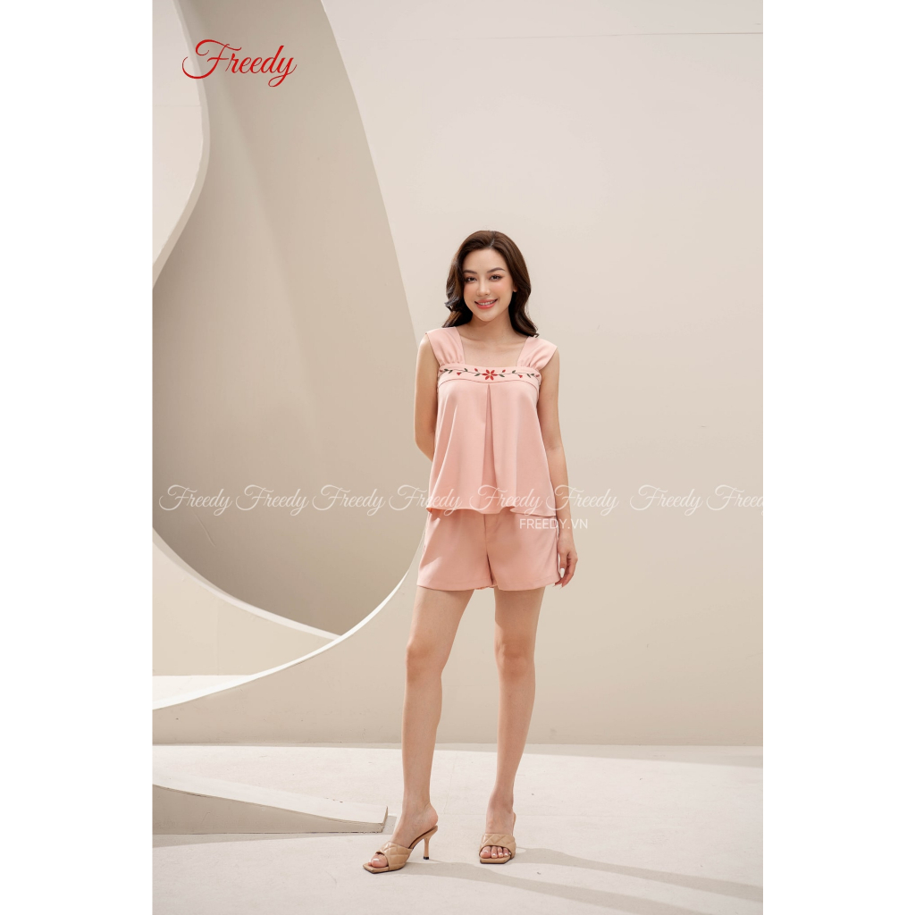 Bộ 2 dây nữ Freedy bản to đũi thêu hoa - WBH2321