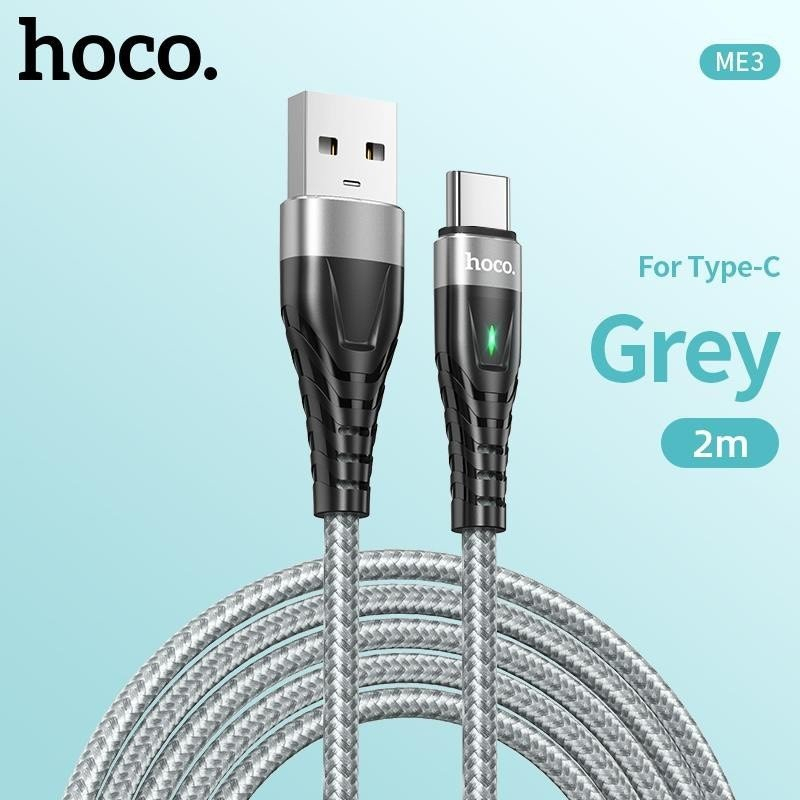 Cáp Sạc Hoco. Dây Dù ME3 3A Cho Type-C Có Led Dây Dài 2M