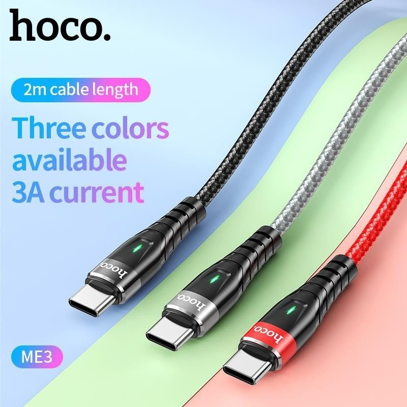 Cáp Sạc Hoco. Dây Dù ME3 3A Cho Type-C Có Led Dây Dài 2M