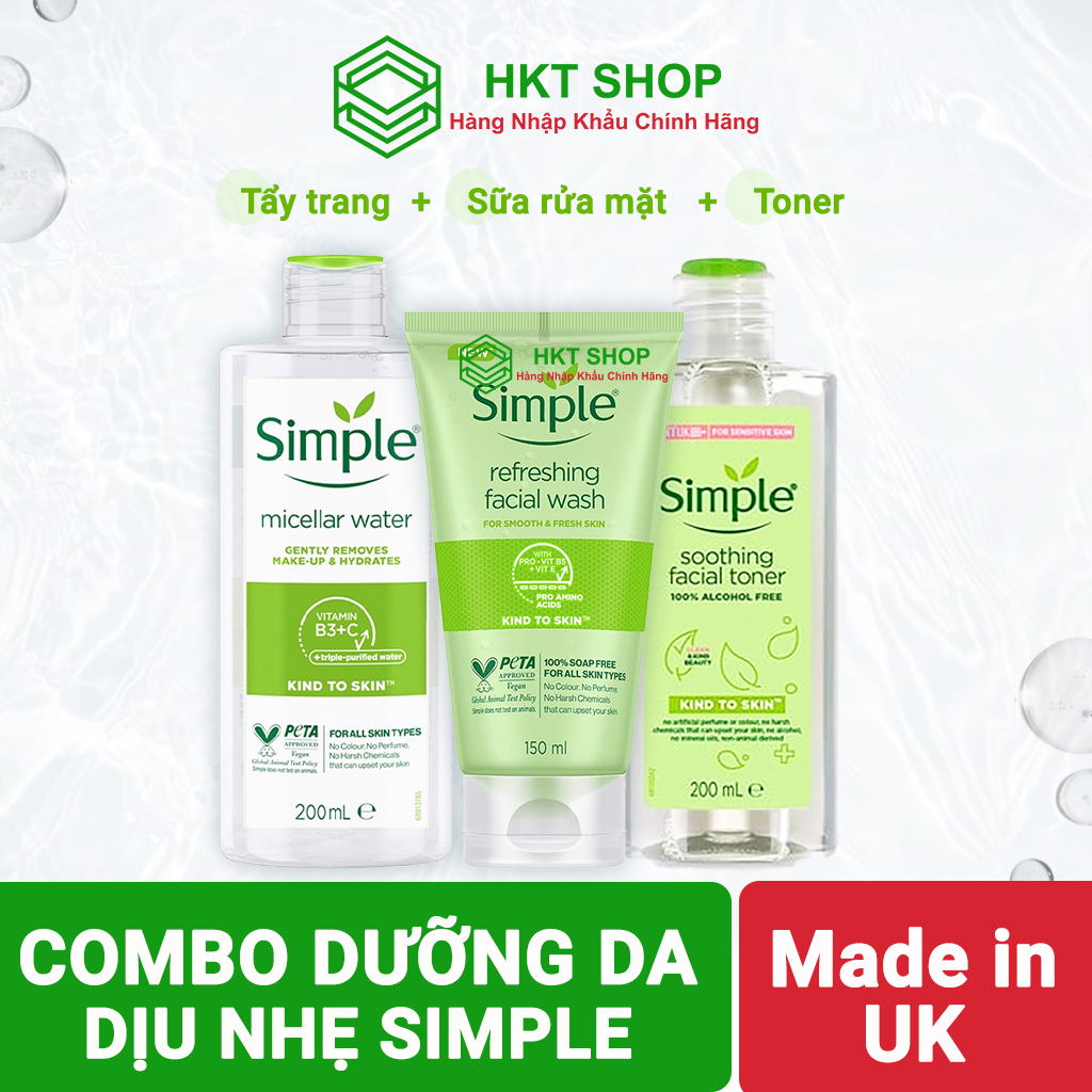 Combo Simple dưỡng da dịu nhẹ - HKT Shop