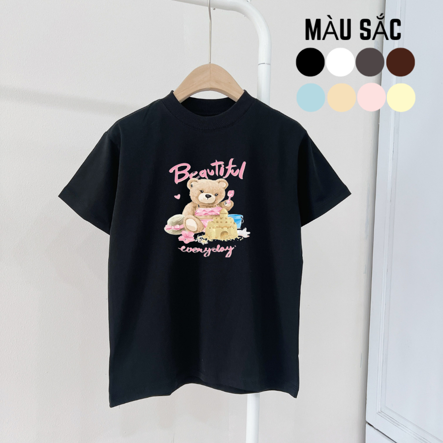 Áo Thun BABY TEE gấu Beautiful Áo Form ôm có size chất cotton 100%