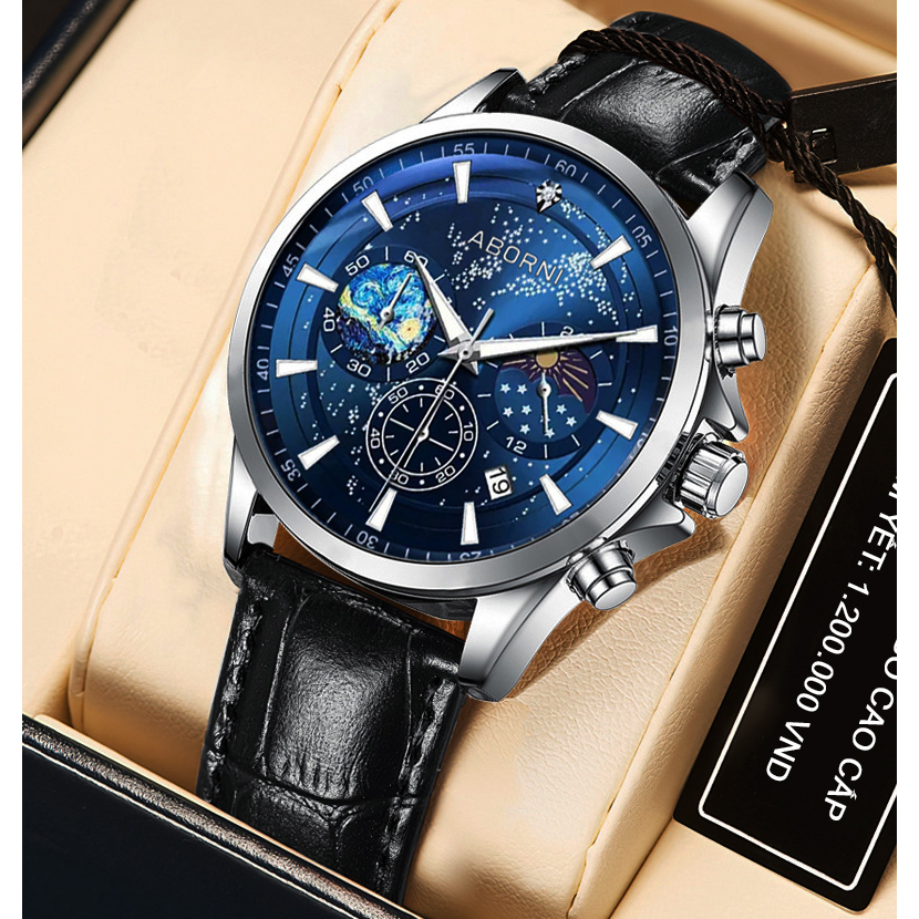 Đồng Hồ Nam ABO Star Full Dạ quang Thiết Kế Sao Trời Độc Đáo