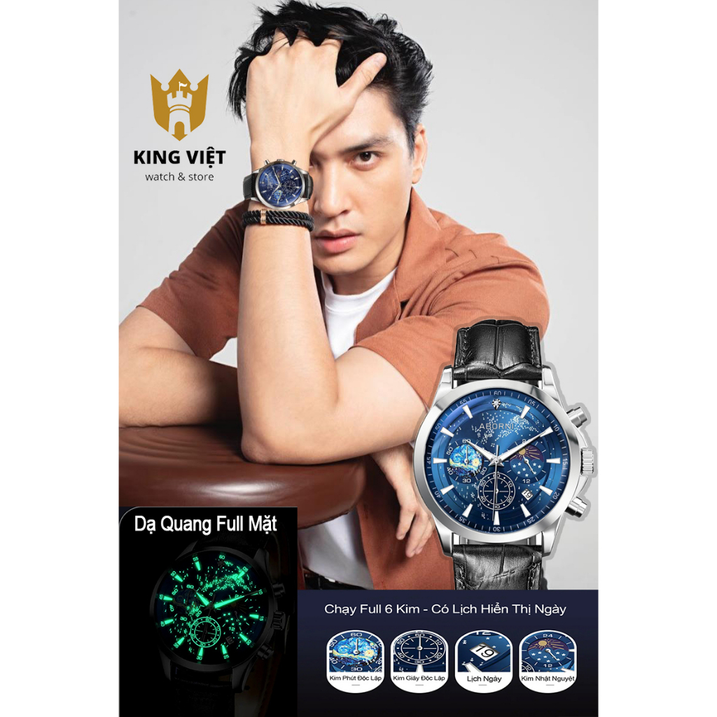 Đồng Hồ Nam ABO Star Full Dạ quang Thiết Kế Sao Trời Độc Đáo