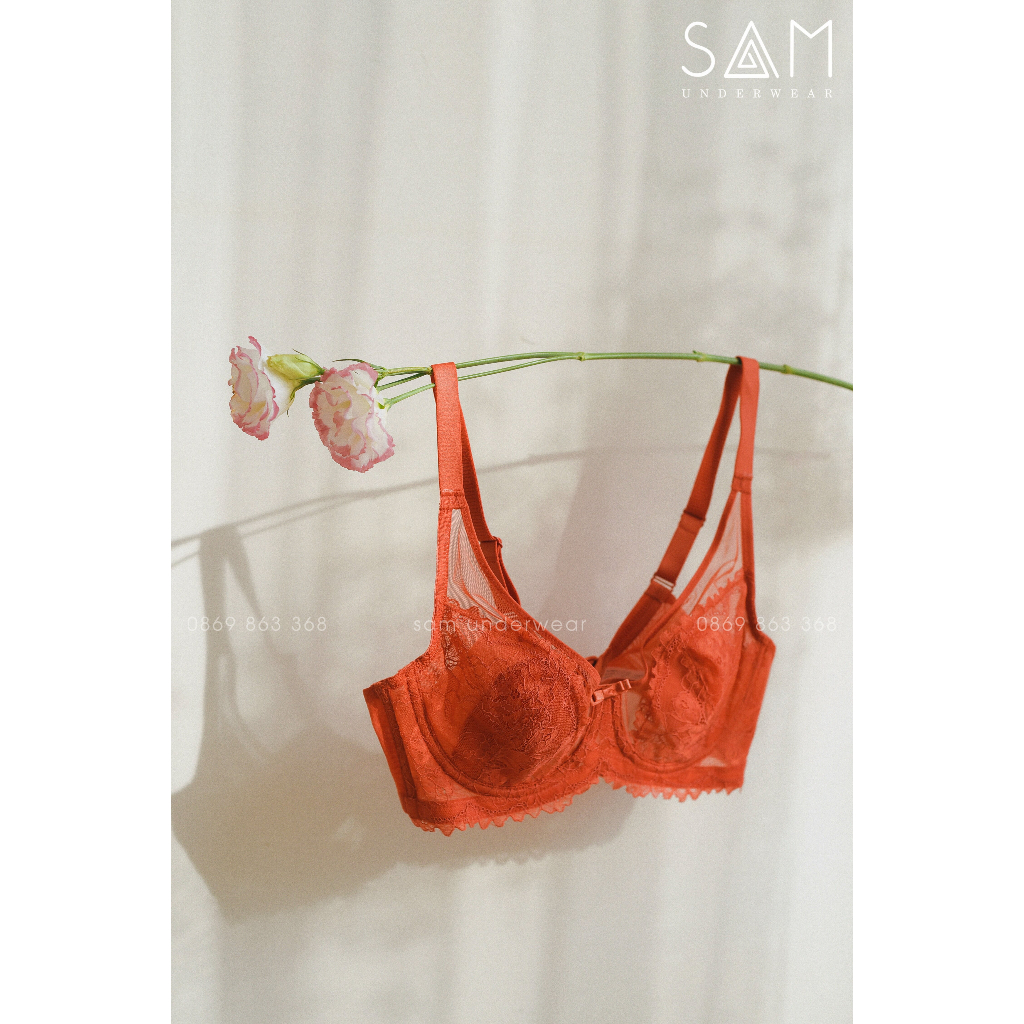 Áo lót nữ SAM ren tơ có gọng dẻo, không đệm mút, mềm mại, thoáng mát, cho ngực lớn Murad 8089