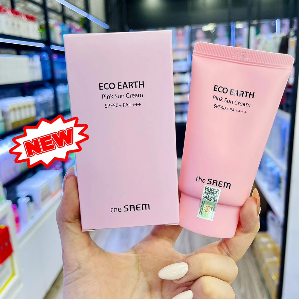 Kem chống nắng The Saem vật lý chính hãng nguyên tem vật lý Eco Earth Pink Sun Cream 50g NPP Shoptido