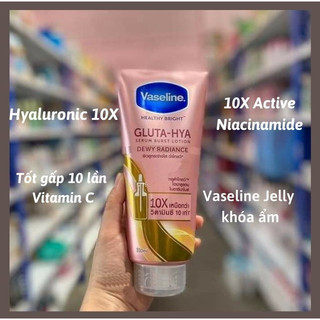 Dưỡng Thể Hồng Vaseline Healthy Bright Gluta-Hya 10X 330ml