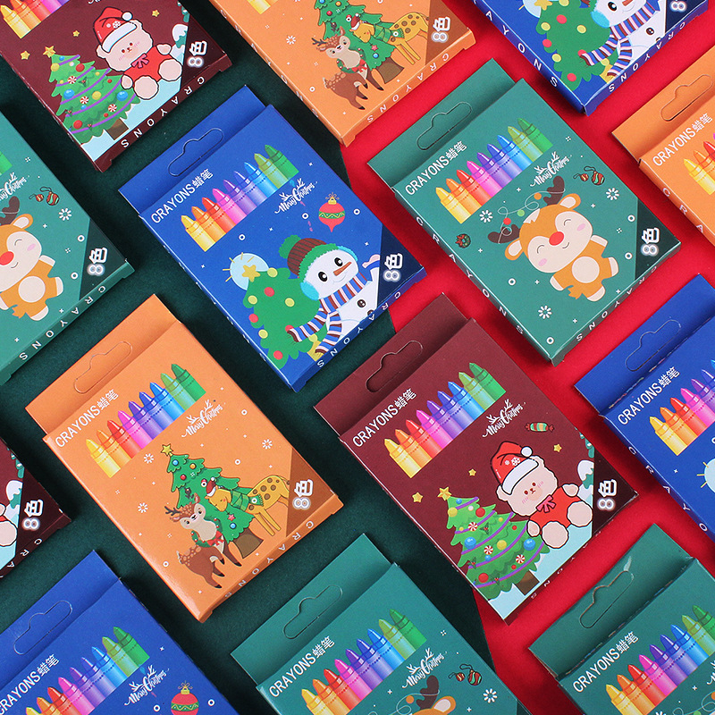 Bút sáp màu cho bé tập tô vẽ, hộp 8 bút màu sáp đồ dùng học tập văn phòng phẩm dễ thương