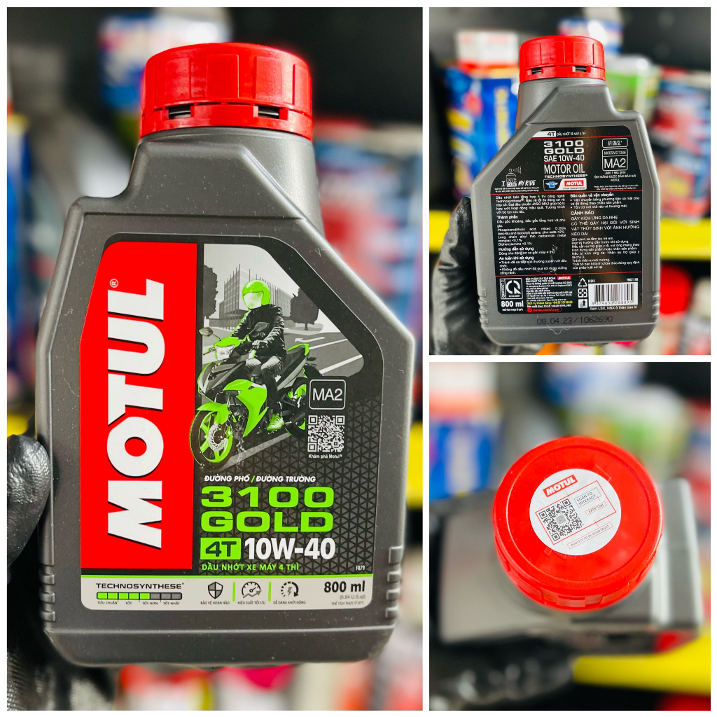 Dầu Nhớt Xe Số, Xe Côn Tay MOTUL 3100 GOLD 4T 10W40 0.8L, 1L