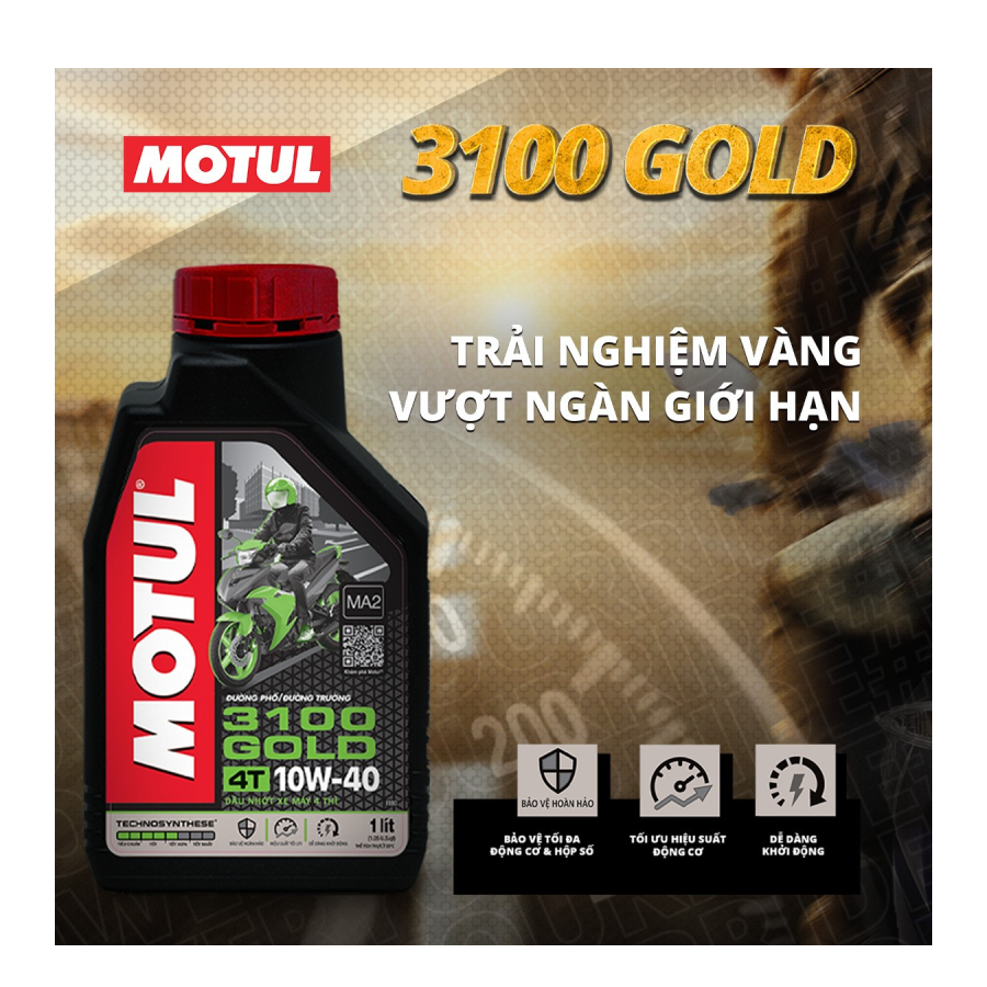 Dầu Nhớt Xe Số, Xe Côn Tay MOTUL 3100 GOLD 4T 10W40 0.8L, 1L