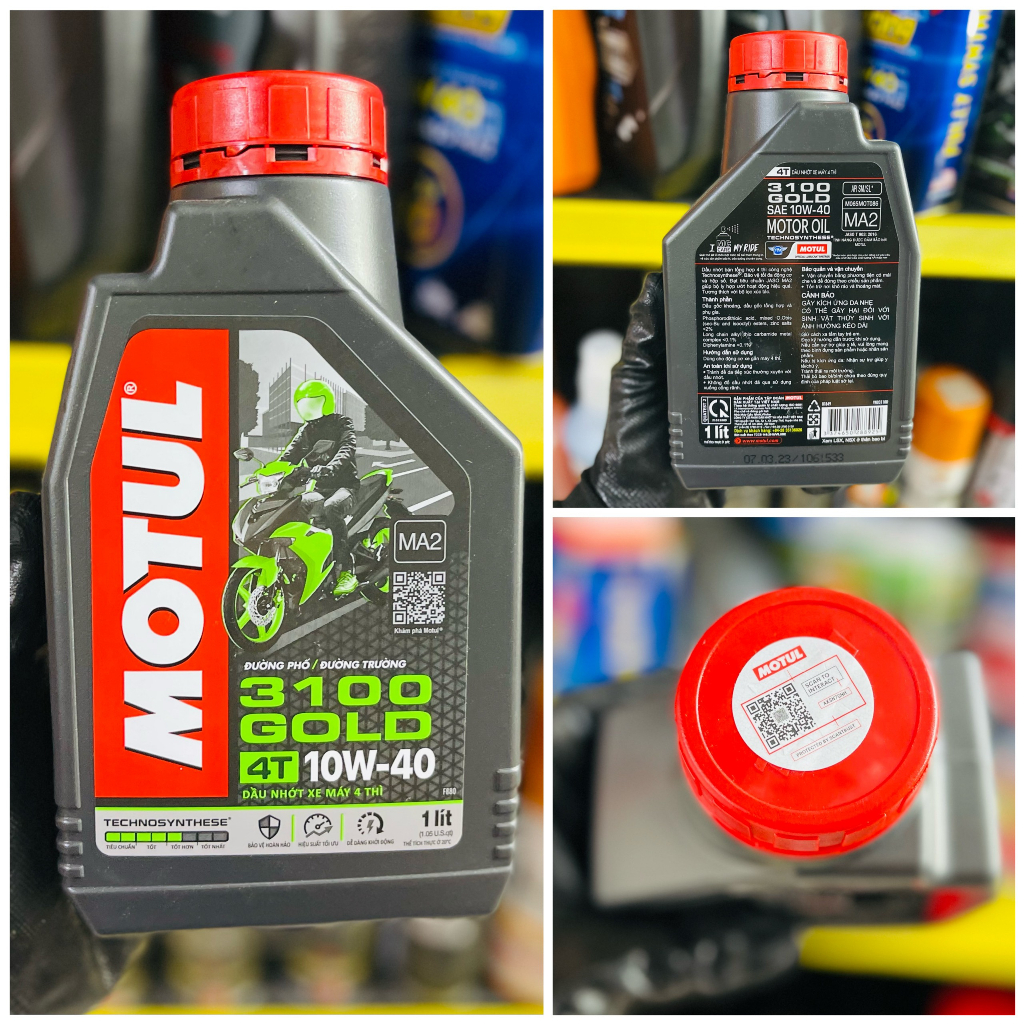 Dầu Nhớt Xe Số, Xe Côn Tay MOTUL 3100 GOLD 4T 10W40 0.8L, 1L