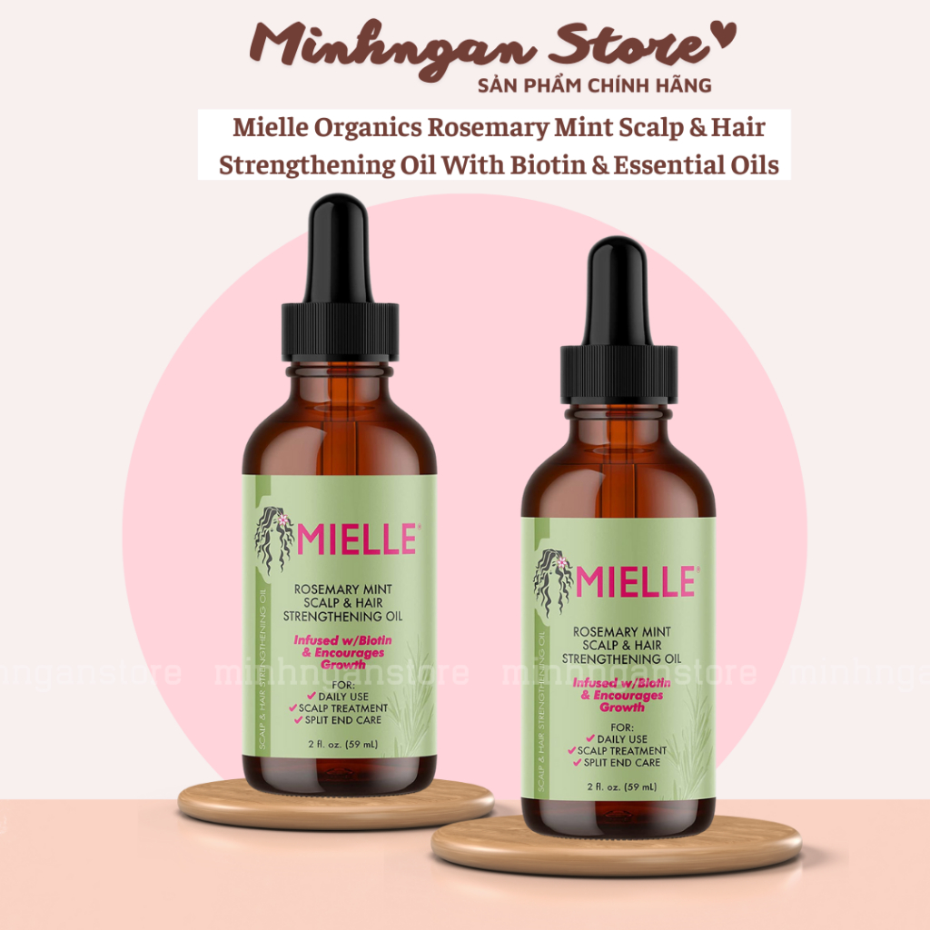Mielle Oil Dầu dưỡng da đầu & mọc tóc bạc hà Mielle Organics với Biotin & tinh dầu, nuôi dưỡng tóc chẻ ngọn 59ml của Mỹ