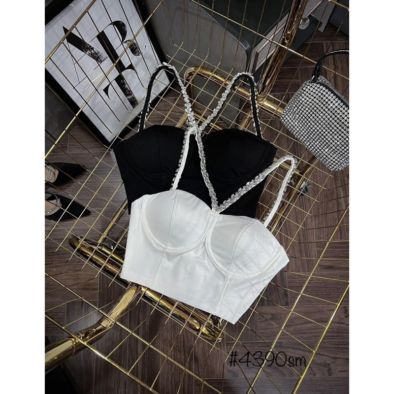 Áo Dây Cúp Khuôn Ngực Croptop Đính Đá Có Mút Ngực