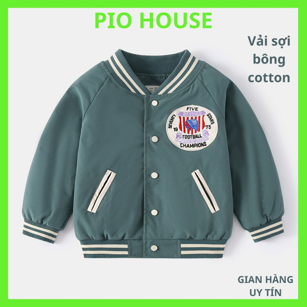 Áo khoác bé trai, áo khoác bomber cho bé trai vải sợi bông nhẹ mát áo khoác bóng chày đường phố hàn quốc
