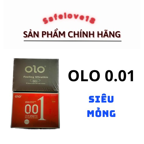 Bao cao su siêu mỏng, OLO 0.01, đen, bcs hộp 10c/3c bao