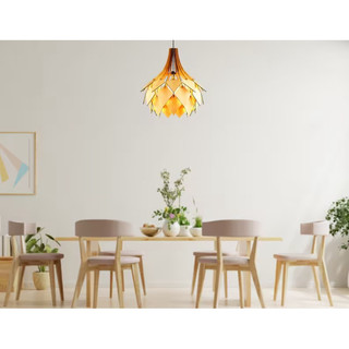 Đèn Gỗ trang trí Thả trần nón thông, đèn trang trí homstay, cafe